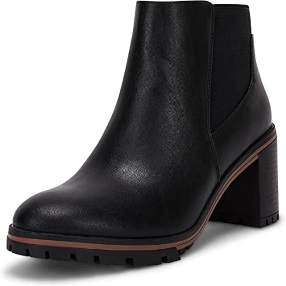New Platform Lug Sole Ankle Boots Chunky Heel Round‎ Chelsea Winter Boots Size 8